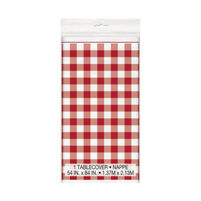 Unique Party Plastic Gingham Party Table Cover Red/White (One Size)