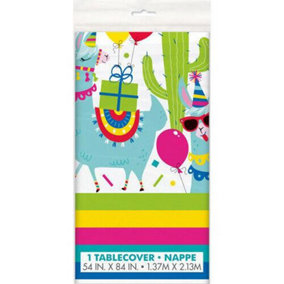 Unique Party Plastic Llama Party Table Cover Multicoloured (One Size)