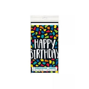 Unique Party Plastic Mosaic Birthday Party Table Cover Multicoloured (One Size)