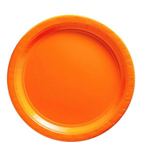 Unique Party Plastic Round Party Plates (Pack of 8) Orange (One Size)