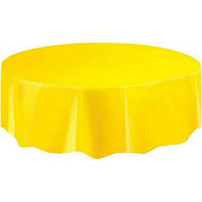 Unique Party Plastic Round Tablecloth Light Yellow (One Size)