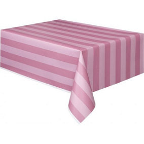 Unique Party Plastic Striped Party Table Cover Pink (One Size)