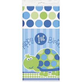 Unique Party Plastic Turtle 1st Birthday Party Table Cover Blue (One Size)