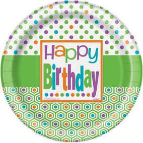 Unique Party Polka Dot Birthday Party Plates (Pack of 8) Citrus (One Size)