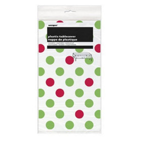 Unique Party Polka Dot Christmas Tablecloth White/Red/Green (One Size)