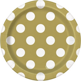 Unique Party Polka Dot Party Plates (Pack of 8) Gold (One Size)