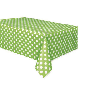 Unique Party Polka Dot Plastic Tablecover Lime Green/White (One Size)
