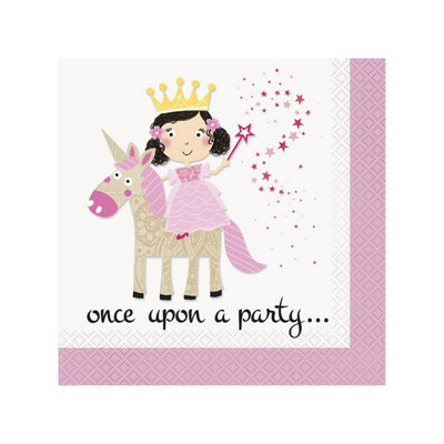 Unique Party Princess Unicorn Napkins (Pack of 16) White/Pink (One Size)