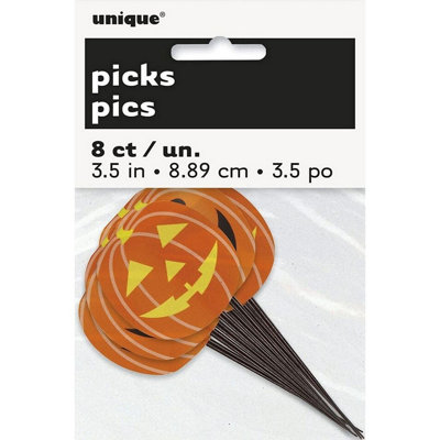 Unique Party Pumpkin Halloween Cupcake Topper (Pack of 8) Orange (One Size)