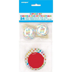 Unique Party Rainbow Kit Cake Topper Set (Pack of 24) Multicoloured (One Size)