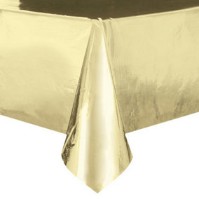 Unique Party Rectangular Foil Plastic Table Cover Gold (1.37x2.74m)