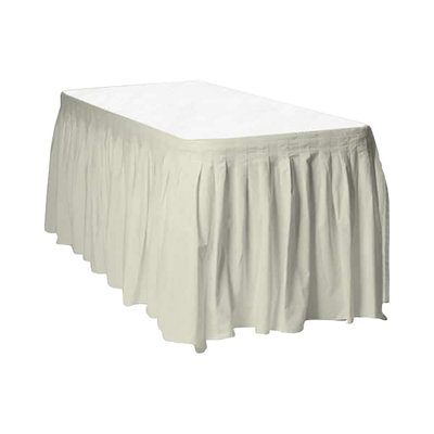Unique Party Rectangular Plastic Table Skirt Ivory (73cm x 4.26m)