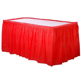 Unique Party Rectangular Plastic Table Skirt Red (73cm x 4.26m)
