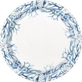 Unique Party Reefs Dinner Plate (Pack of 8) White/Blue (One Size)