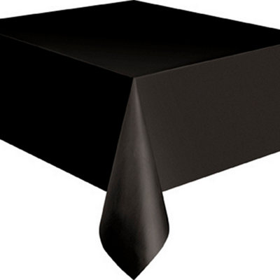 Unique Party Reusable Rectangular Plastic Tablecover (19 Colours) Black (One Size)