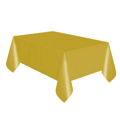 Unique Party Reusable Rectangular Plastic Tablecover (19 Colours) Gold (One Size)