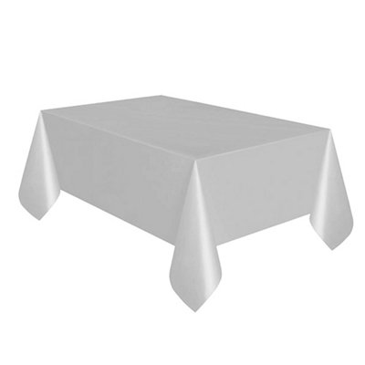 Unique Party Reusable Rectangular Plastic Tablecover (19 Colours) Silver (One Size)