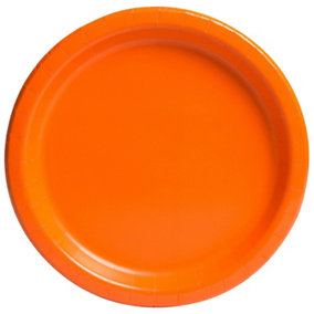 Unique Party Round Party Plates (Pack of 8) Orange (One Size)