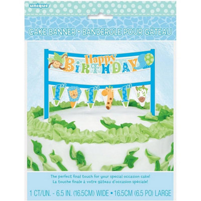 Unique Party Safari 1st Birthday Cake Topper Blue (One Size)