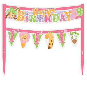 Unique Party Safari 1st Birthday Cake Topper Pink (One Size)
