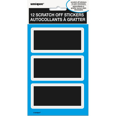 Buy Unique Party Scratch Off Stickers (Pack of 12) Black (One Size) at B&Q