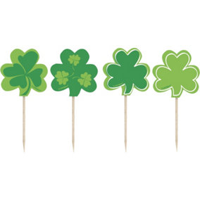 Unique Party Shamrock St Patricks Day Cupcake Topper (Pack of 8) Green (One Size)