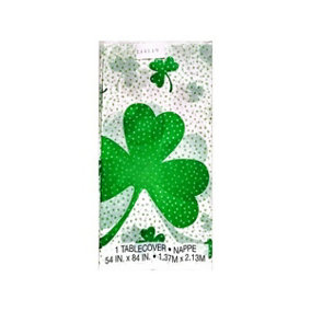 Unique Party Shamrock St Patricks Day Party Table Cover Green/White (One Size)