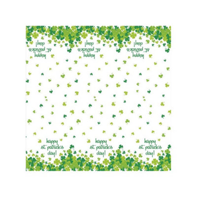 Unique Party Shamrock St Patricks Day Party Table Cover White/Green (One Size)