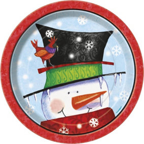 Unique Party Snowman Buddies Christmas Party Plates (Pack of 8) Multicoloured (One Size)