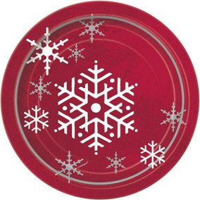 Unique Party Sparkle Christmas Party Plates (Pack Of 8) Red (One Size)