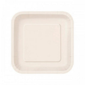 Unique Party Square Dessert Plate (Pack of 16) Ivory (One Size)