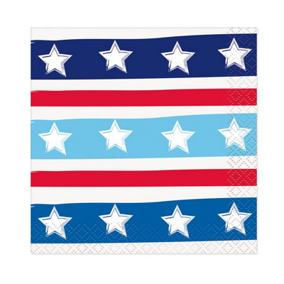 Unique Party Stars & Stripes 4th of July Napkins (Pack of 16) Blue/White/Red (One Size)