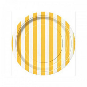 Unique Party Striped Party Plates (Pack of 8) Yellow (One Size)