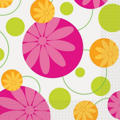 Unique Party Summer Paper Flower Napkins (Pack of 16) Multicoloured (One Size)