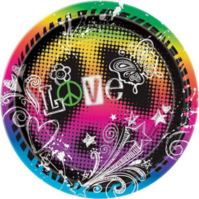 Unique Party Tie Dye Disposable Plates (Pack of 8) Multicoloured (One Size)