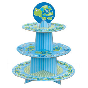 Unique Party Turtle 1st Birthday Cupcake Stand Blue/Green (One Size)