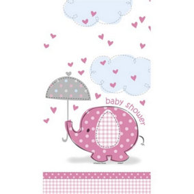 Unique Party Umbrellaphants Baby Shower Pink Tablecover Pink/White (One Size)