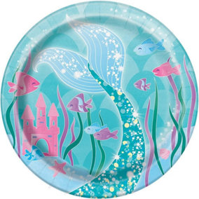 Unique Party Underwater Mermaid Party Plates (Pack of 8) Blue (One Size)