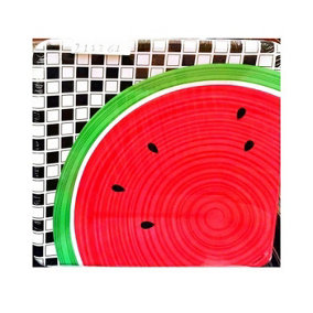 Unique Party Watermelon Check Party Plates (Pack of 8) White/Black/Red (One Size)