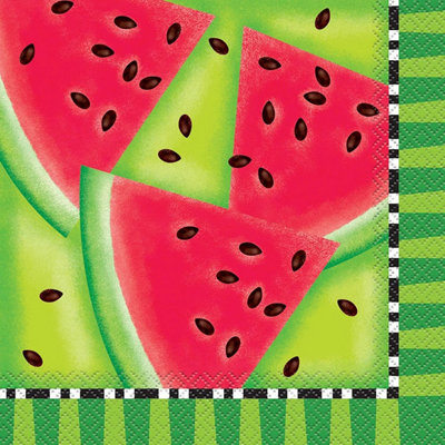 Unique Party Watermelon Summer Disposable Napkins (Pack of 16) Green/Red (One Size)