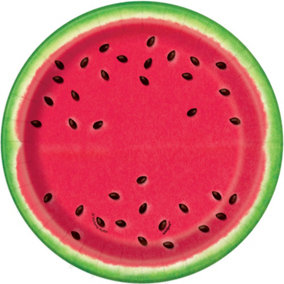Unique Party Watermelon Summer Disposable Plates (Pack of 8) Red/Green (One Size)