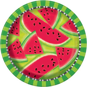 Unique Party Watermelon Summer Party Plates (Pack of 8) Green/Red (One Size)