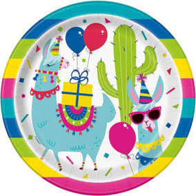 Unique Party Western Llama Dinner Plate (Pack of 8) Multicoloured (One Size)