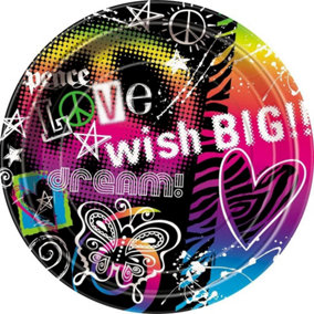 Unique Party Wish Big Disposable Plates (Pack of 8) Multicoloured (One Size)