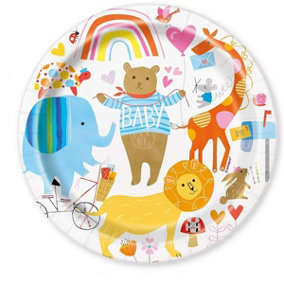 Unique Party Zoo Baby Shower Disposable Plates (Pack of 8) White/Blue/Yellow (One Size)