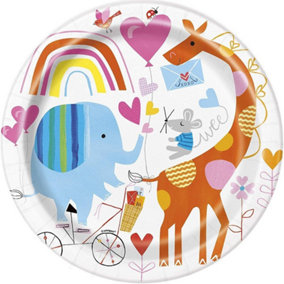 Unique Party Zoo Baby Shower Party Plates (Pack of 8) Multicoloured (One Size)