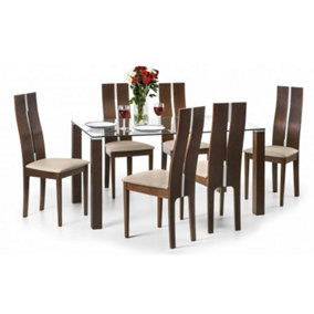 Unique Solid Beech with Walnut Finish Dining Set (Table + 4 Chairs)