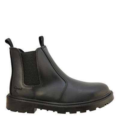 Unisex Black Leather Safety Dealer Boot - Grinder, Black Leather, 11 UK ...