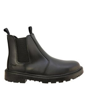 Unisex Black Leather Safety Dealer Boot - Grinder, Black Leather, 15 UK