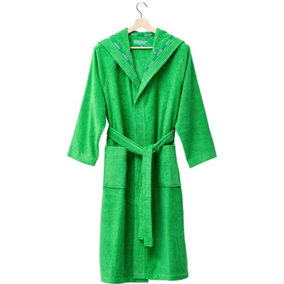 United Colors of Benetton 100% Cotton Bathrobe with Hoodie L/XL Green